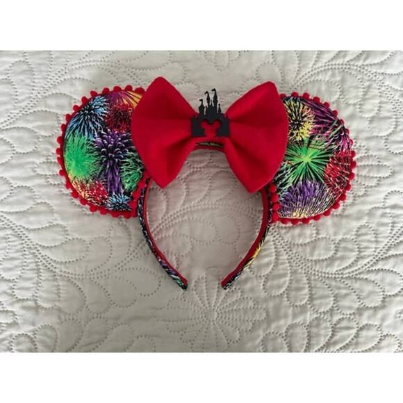 Disney Accessories - Disney Fireworks Castle Handmade Minnie Ears